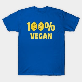 100% Vegan - lemons with cartoon faces T-Shirt